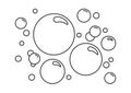 Bubbles vector line icon. Cartoon soap foam, bath suds, effervescent water, soda or champagne, fizzy drink, oxygen bubbles. Black
