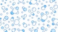 Bubbles vector seamless pattern with flat line icons. Blue white color soap texture. Fizzy water background, abstract Royalty Free Stock Photo