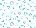 Bubbles vector seamless pattern with flat line icons. Soap with foam and bubbles. Royalty Free Stock Photo