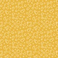 Bubbles vector seamless pattern with flat line icons. Yellow white color beer texture. Fizzy water background, abstract Royalty Free Stock Photo