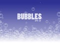 Bubbles in water on blue background horizontal seamless pattern. Clear soapy shiny, vector illustration Royalty Free Stock Photo