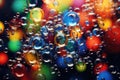 Bubbles of water on a colorful background. Macro shot. A bubblelike cluster of myriad hues creating a, ai generated Royalty Free Stock Photo