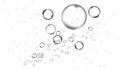 Clean oxygen bubbles on isolated white background. Texture overlays.