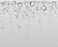Bubbles at water surface. Fizzy underwater texture, soda bubble flow. Bubbling champagne air sparkles close up isolated