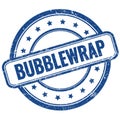 BUBBLEWRAP text on blue grungy round rubber stamp