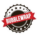 BUBBLEWRAP text on red brown ribbon stamp