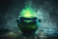 A bubbling cauld with smoke escaping into the air, perfect for use in scenes about magic or mystery Royalty Free Stock Photo