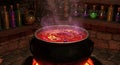 Bubbling Cauldron with Red Liquid Royalty Free Stock Photo