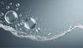 Bubbling fizz and refreshing beauty care products cleanliness or reviving vitality. Gas bubbles levitating, blue gray background Royalty Free Stock Photo