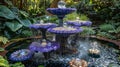 A bubbling fountain gurgles in the corner of the garden its waters infused with shimmering gold flakes and tiny Royalty Free Stock Photo