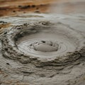 A bubbling mud pool with steam rising, likely in an active geothermal area. The thick, Royalty Free Stock Photo