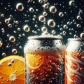 Bubbling Soda Bubbles rising from a soda can for carbonated beve Royalty Free Stock Photo