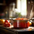 Bubbling Tomato Sauce on Stovetop Royalty Free Stock Photo