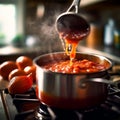 Bubbling Tomato Sauce on Stovetop Royalty Free Stock Photo