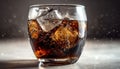 Bubbly Indulgence: Iced Cola in a Glass. Generative Ai