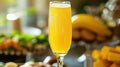 Bubbly Mimosa Glass at Festive Easter Brunch Close-Up