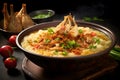 Bubur Ayam, a savory Indonesian rice porridge with shredded chicken