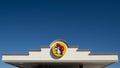 The Buc-ee\'s logo is a beaver head in a yellow circle Royalty Free Stock Photo