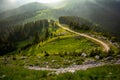 Bucegi mountain aerial view at sunset in Carpathian mountains in Romania Royalty Free Stock Photo