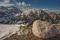 Bucegi Mountains with Omu Peak, Morarului Valley, Morarului Ridge Royalty Free Stock Photo