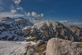 Bucegi Mountains with Omu Peak, Morarului Valley, Morarului Ridge Royalty Free Stock Photo