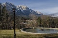 Bucegi Mountains, seen from Cantacuzino Palace yard