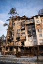 03.02.2023 Bucha, Kyiv, Ukraine: Destroyed buildings in the city after bombs and missiles attacks in the town