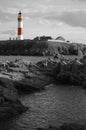 Buchanness Lighthouse, Scotland. Red and White Stripes on Black and White Background