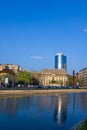 Bucharest architecture and Dambovita river Royalty Free Stock Photo