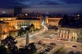 Bucharest central library at blue hour in summer time