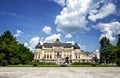 Bucharest central library at blue hour in summer time Royalty Free Stock Photo