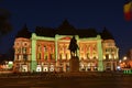 Bucharest Central University Library, centenary light projections Royalty Free Stock Photo