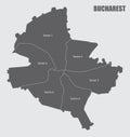 Bucharest administrative map Royalty Free Stock Photo