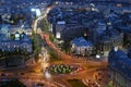 Bucharest city night view on University Square