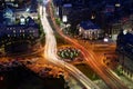 Bucharest city night view on University Square