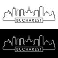 Bucharest city skyline. Linear style.