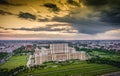 Bucharest city skyline panorama at sunset. HDR image. Royalty Free Stock Photo