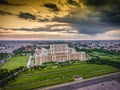 Bucharest city skyline at sunset. HDR image. Royalty Free Stock Photo