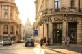 Bucharest city sunset on Calea Victoriei main road - Romania