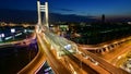 Bucharest city timelapse 4k video footage , Bucharest skyline and traffic during night time