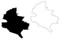 Bucharest County Administrative divisions of Romania, Bucuresti - Ilfov development region map vector illustration, scribble
