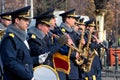 Bucharest military  fanfare at 1st December parade Royalty Free Stock Photo