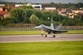 Bucharest international air show BIAS, F18 Hornet on the runway Royalty Free Stock Photo