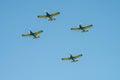 Bucharest international air show BIAS, Hawks of Romania aerobatic team on sunset silhouette