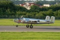 Bucharest international air show BIAS, NORTH AMERICAN B-25J `MITCHELL` flying bulls team Royalty Free Stock Photo