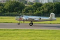 Bucharest international air show BIAS, NORTH AMERICAN B-25J `MITCHELL` flying bulls team Royalty Free Stock Photo