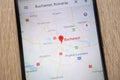 Bucharest location on Google Maps displayed on a modern smartphone