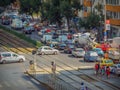 Bucharest morning traffic blockage Royalty Free Stock Photo