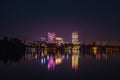 Bucharest night view from Herastrau park Royalty Free Stock Photo