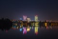 Bucharest night view from Herastrau park Royalty Free Stock Photo